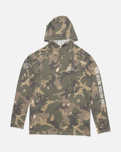 Salty Crew MARINER LITE UV HOOD - Green Camo