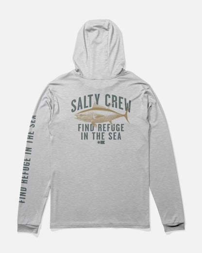 Salty Crew BITMAP HOOD SUNSHIRT - Grey Heather