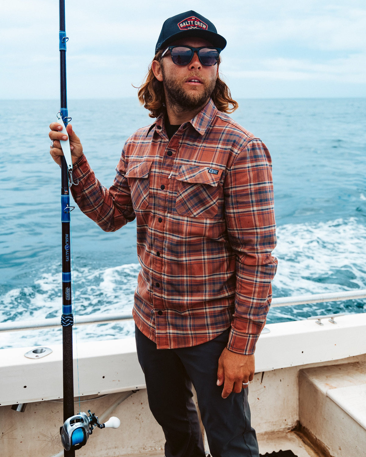 Salty Crew FATHOM LS TECH FLANNEL - Russet