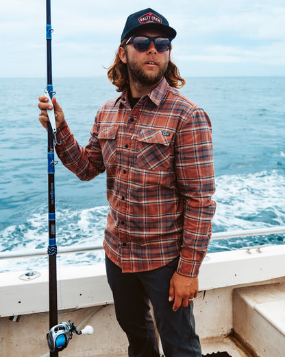 Salty Crew FATHOM LS TECH FLANNEL - Russet