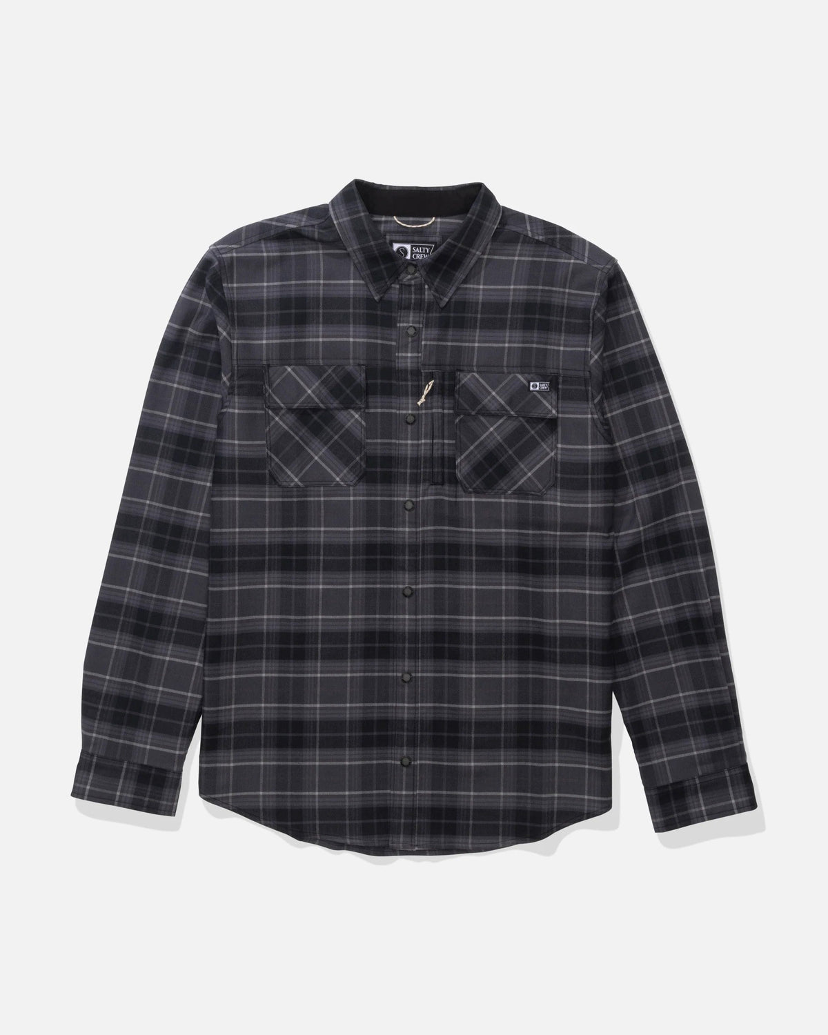 Salty Crew FATHOM LS TECH FLANNEL - Black Grey