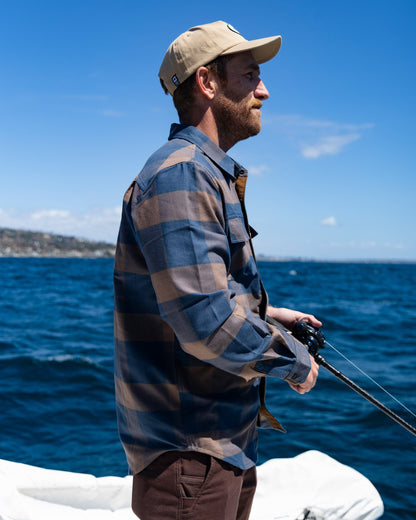 Salty Crew FATHOM LS TECH FLANNEL - Navy/Rust