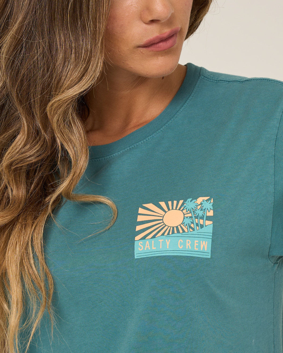 Salty Crew RISE AND SMILE BF TEE - Teal