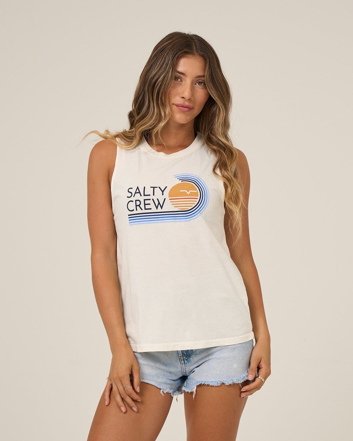 Salty Crew OMBRE WAVE MUSCLE TANK - Off White