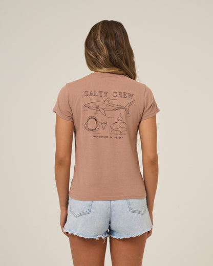 Salty Crew SHARK ANATOMY MODERN TEE - Mocha