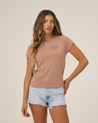 Salty Crew SHARK ANATOMY MODERN TEE - Mocha