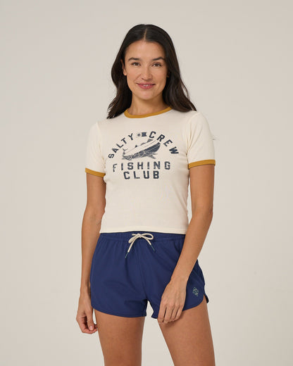 Salty Crew FISHING CLUB RINGER TEE - Off White