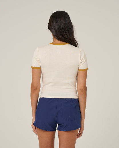 Salty Crew FISHING CLUB RINGER TEE - Off White