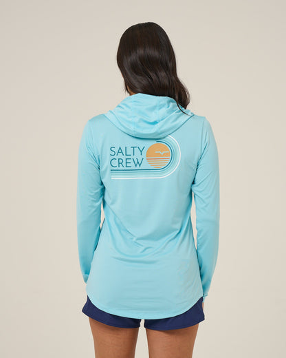 Salty Crew OMBRE WAVE HOOD SUNSHIRT - Aquamarine