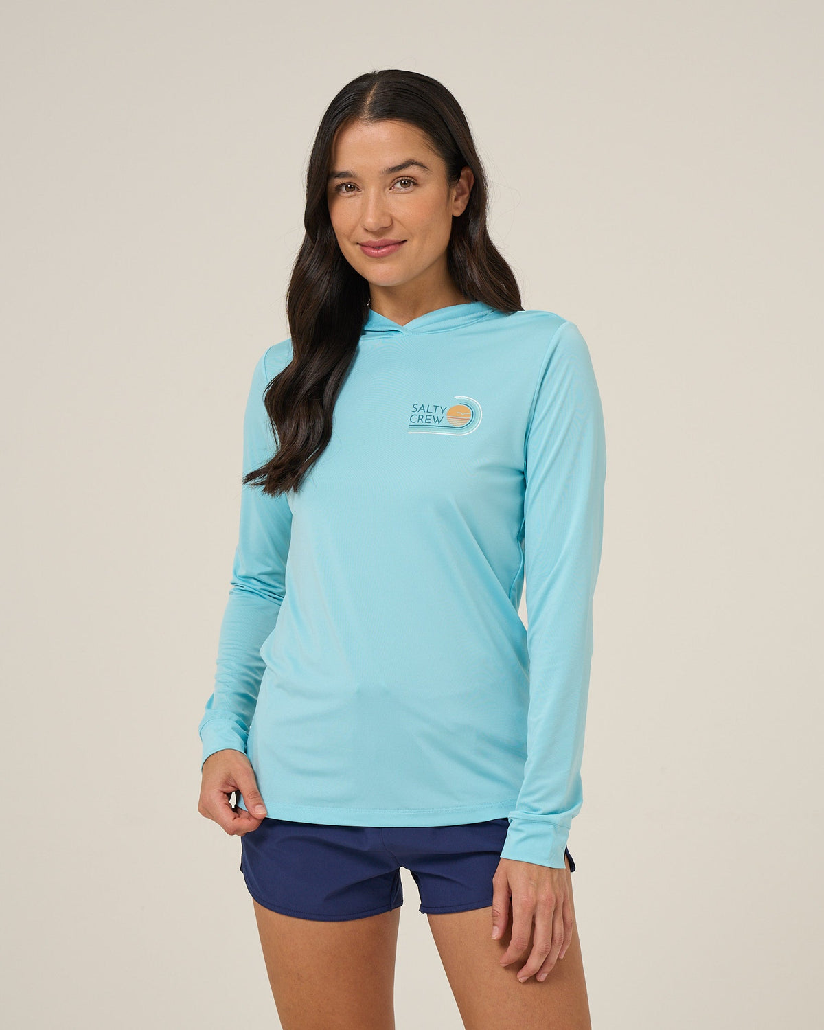 Salty Crew OMBRE WAVE HOOD SUNSHIRT - Aquamarine