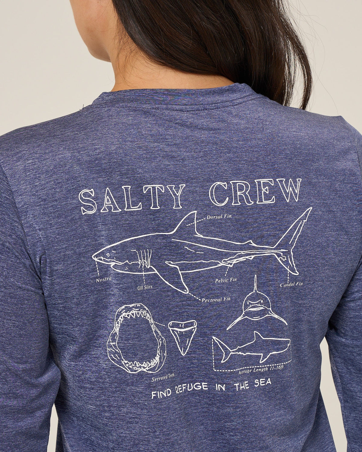 Salty Crew SHARK ANATOMY SUNSHIRT - Bright Navy