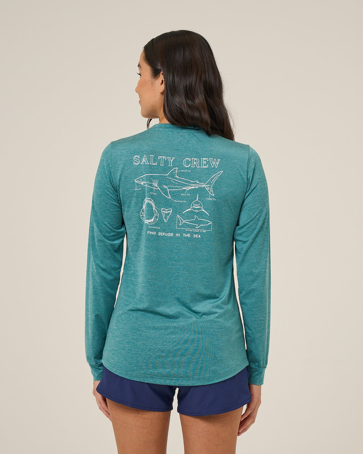 Salty Crew SHARK ANATOMY SUNSHIRT - Teal