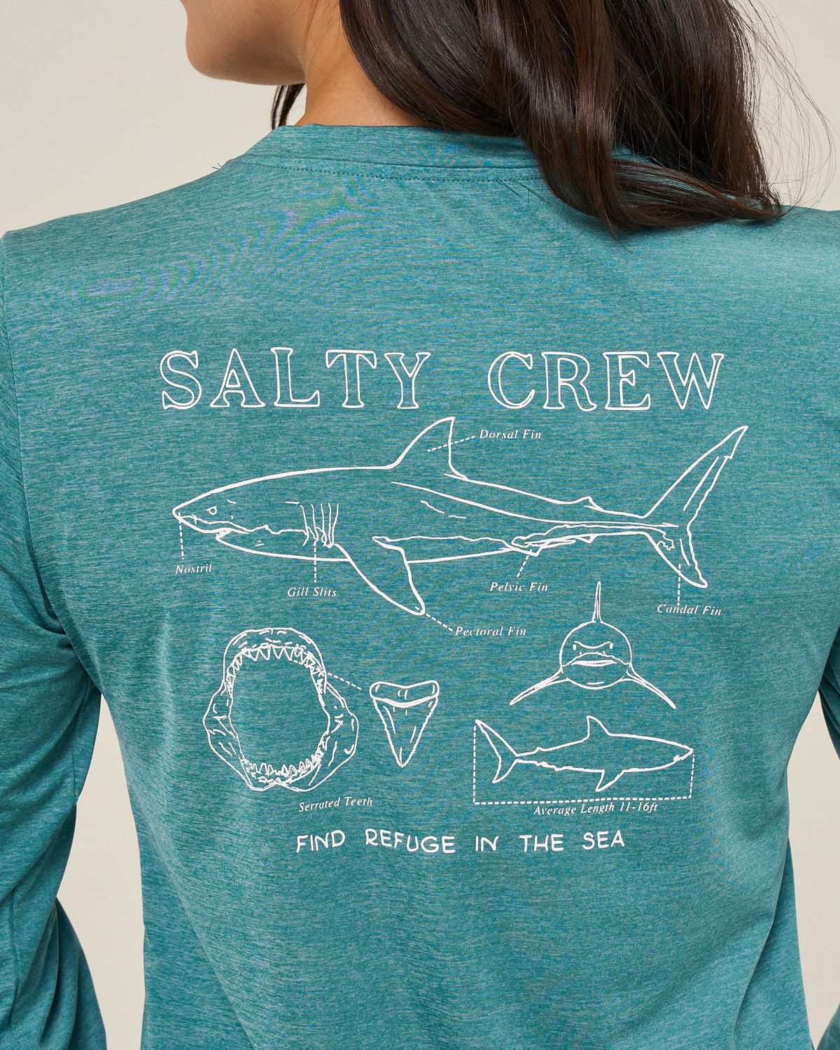 Salty Crew SHARK ANATOMY SUNSHIRT - Teal