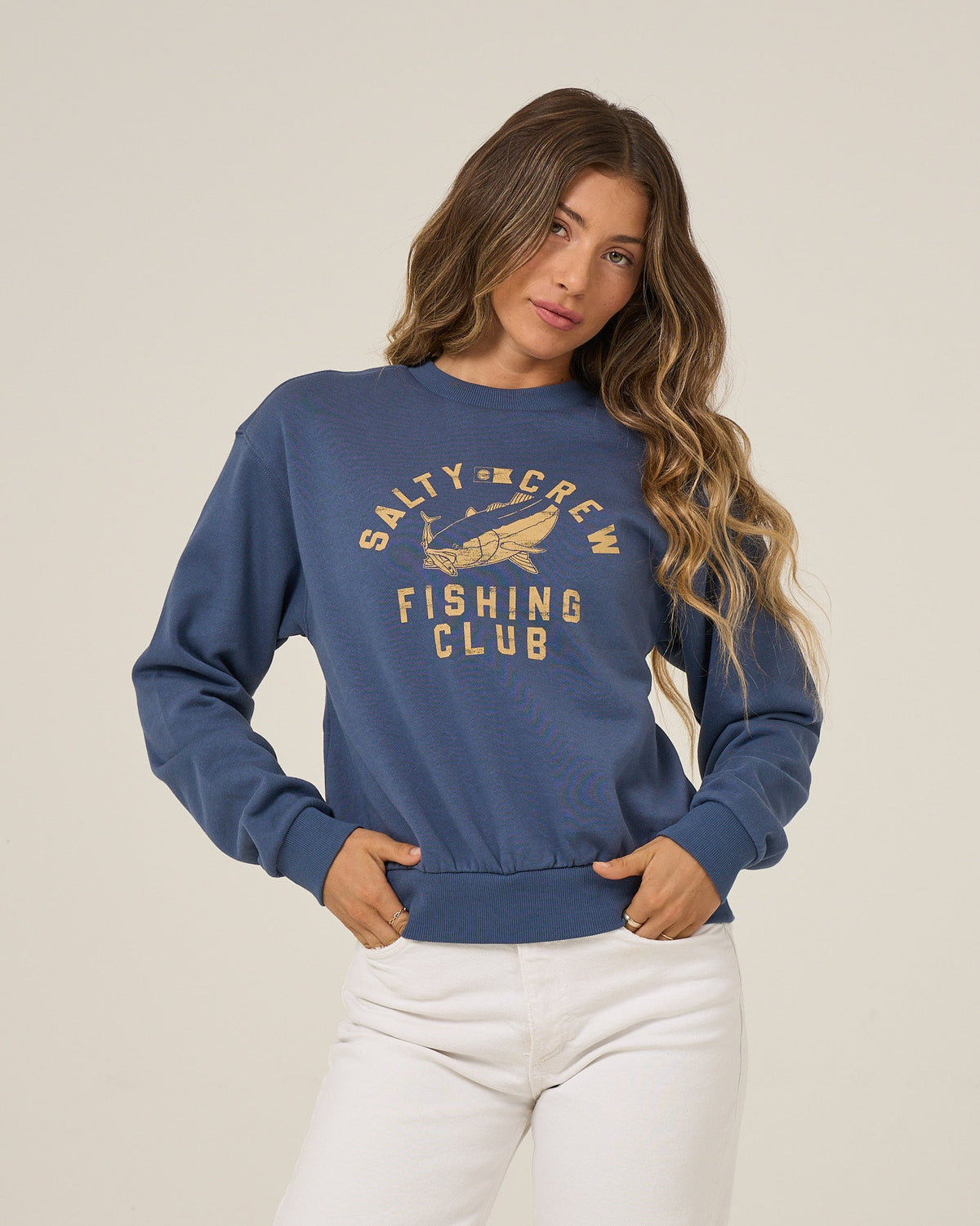 Salty Crew FISHING CLUB CREW FLEECE - Vintage Indigo