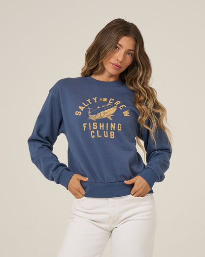 Salty Crew FISHING CLUB CREW FLEECE - Vintage Indigo