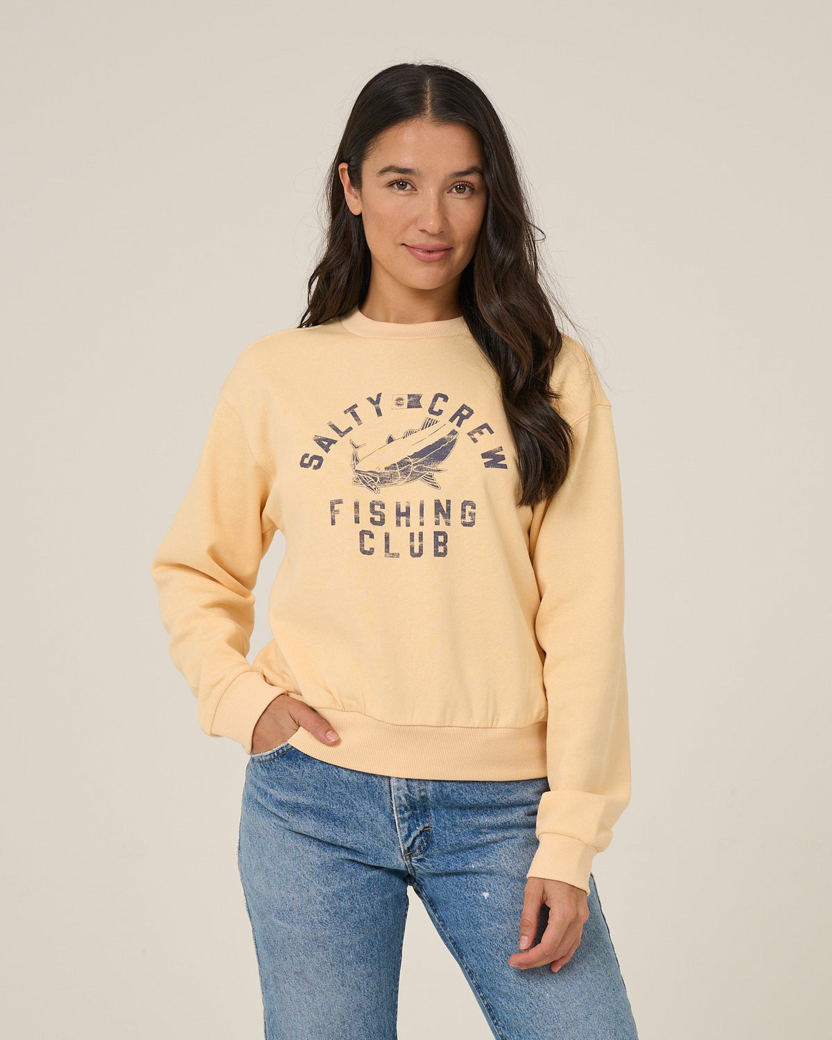 Salty Crew FISHING CLUB CREW FLEECE - Custard