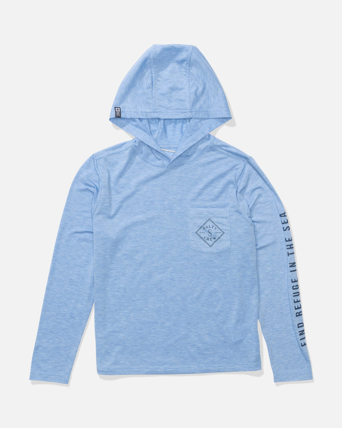 Salty Crew TIPPET BOYS HOOD TECH TEE - Blue Heather