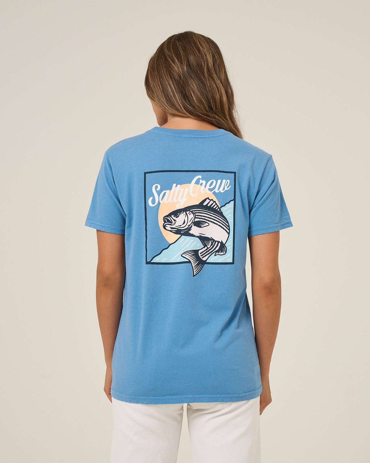 Salty Crew FISH STAMP BF TEE - Ash Blue