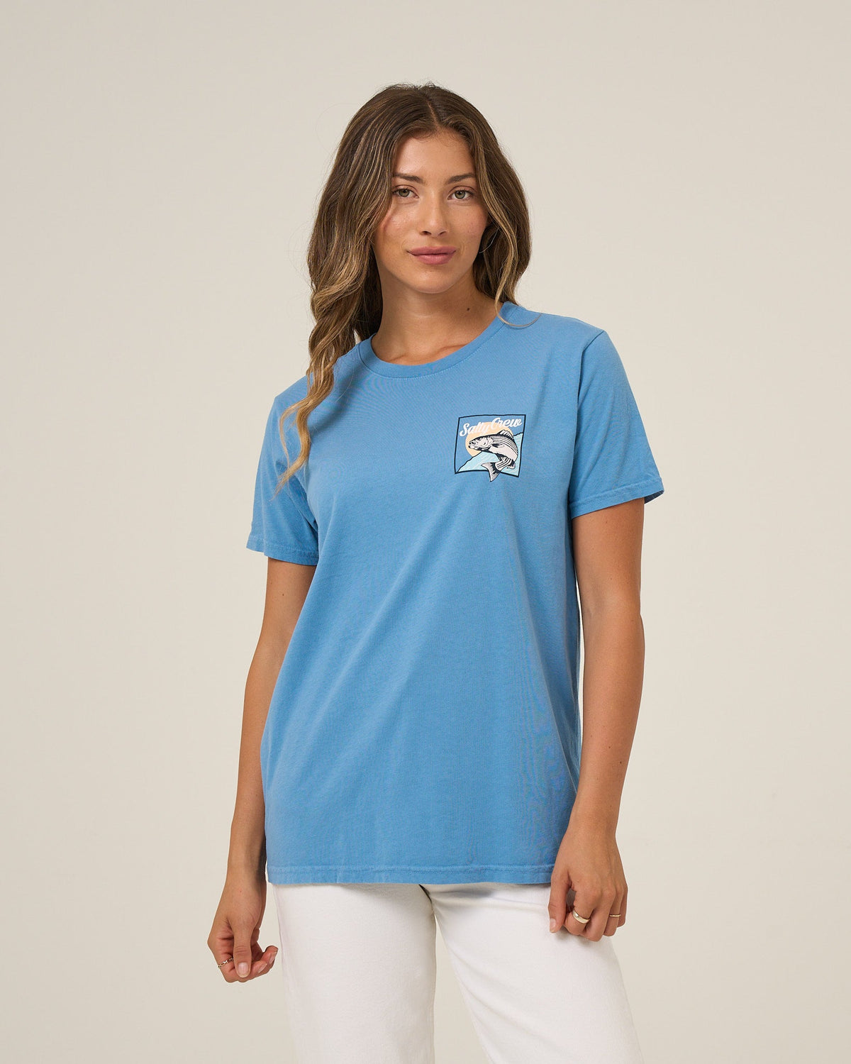 Salty Crew FISH STAMP BF TEE - Ash Blue