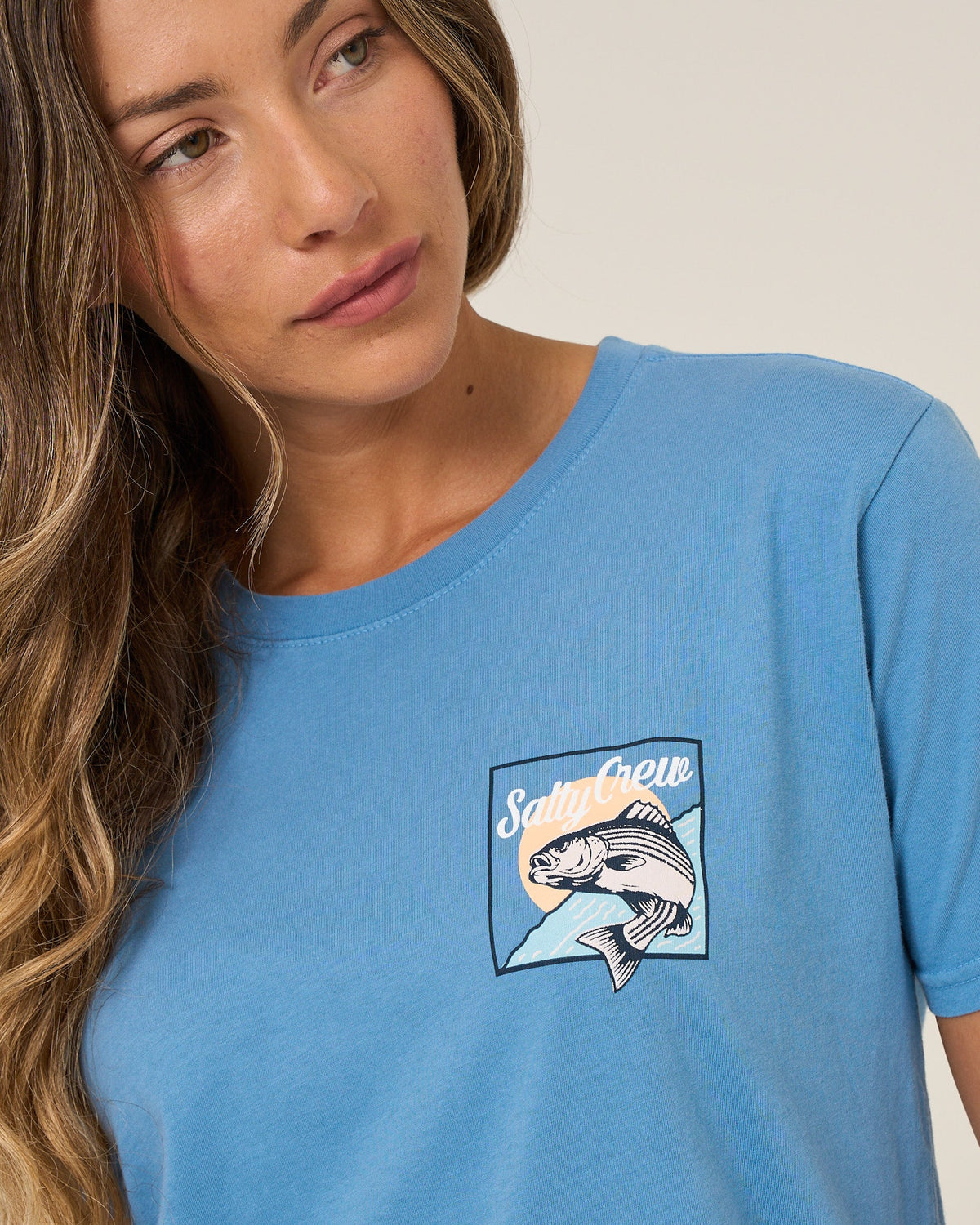 Salty Crew FISH STAMP BF TEE - Ash Blue