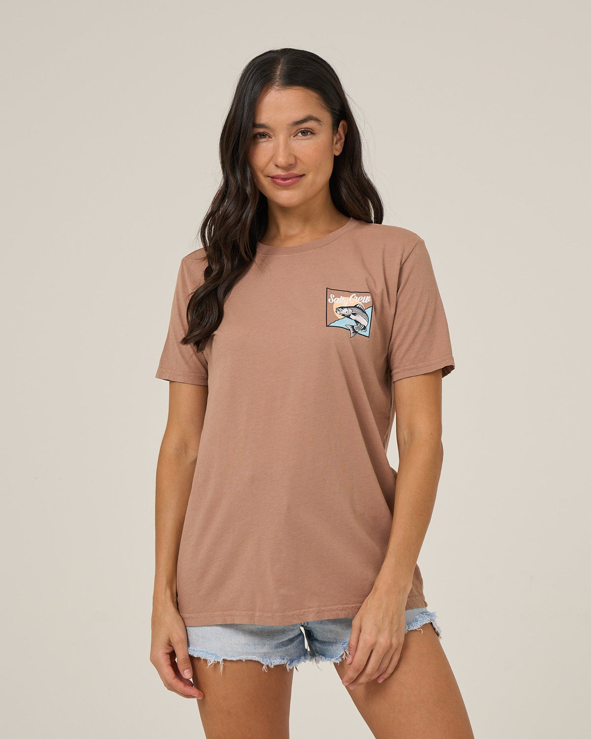 Salty Crew FISH STAMP BF TEE - Mocha