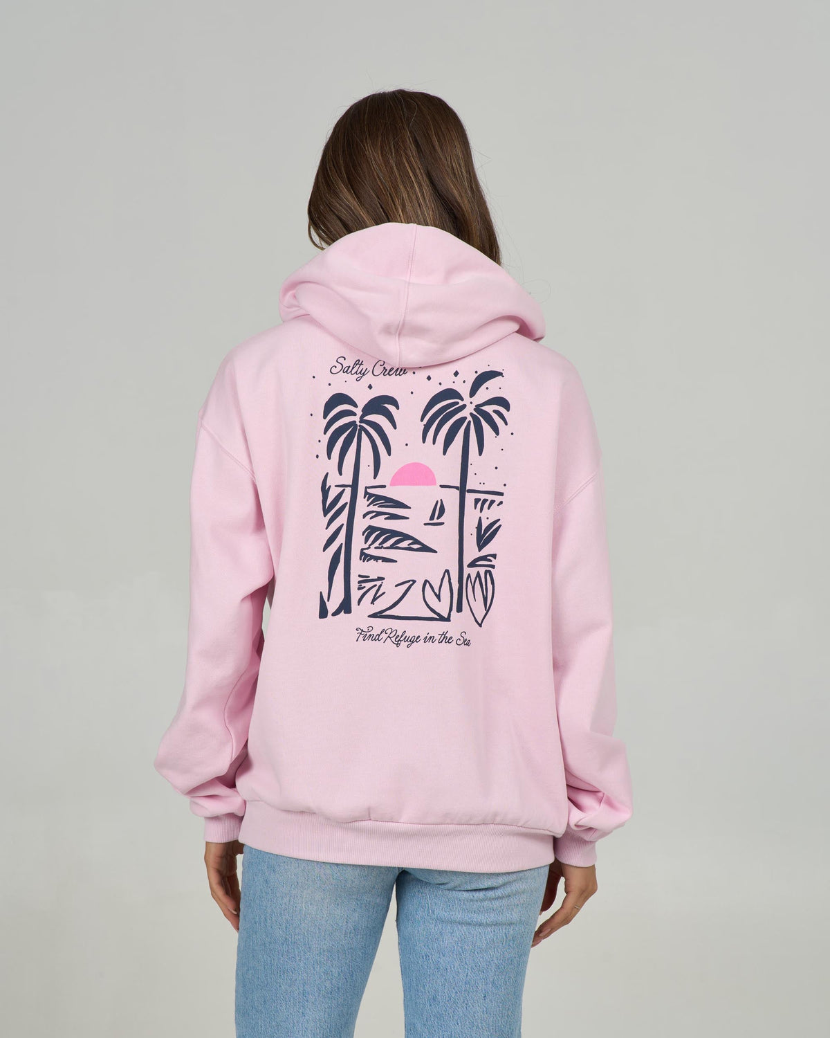 Salty Crew GEO PALM HOODY - Pink Skies