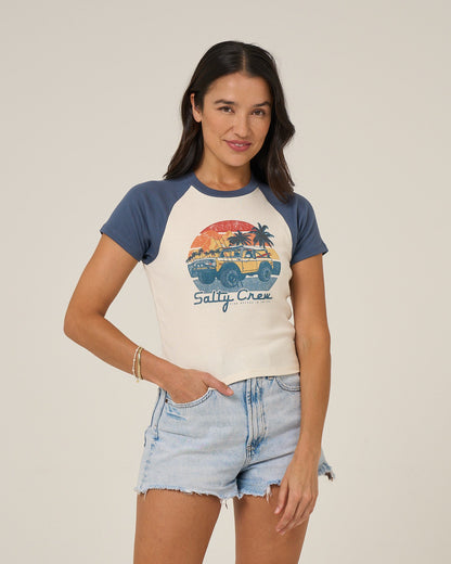 Salty Crew DRIVE TO THE SEA RAGLAN T - Indigo