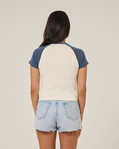 Salty Crew DRIVE TO THE SEA RAGLAN T - Indigo