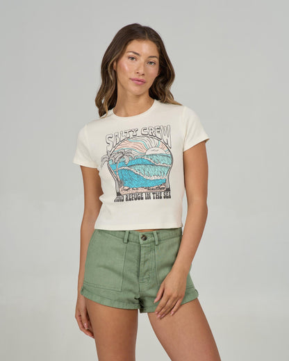Salty Crew KEYHOLE BABY TEE - Off White