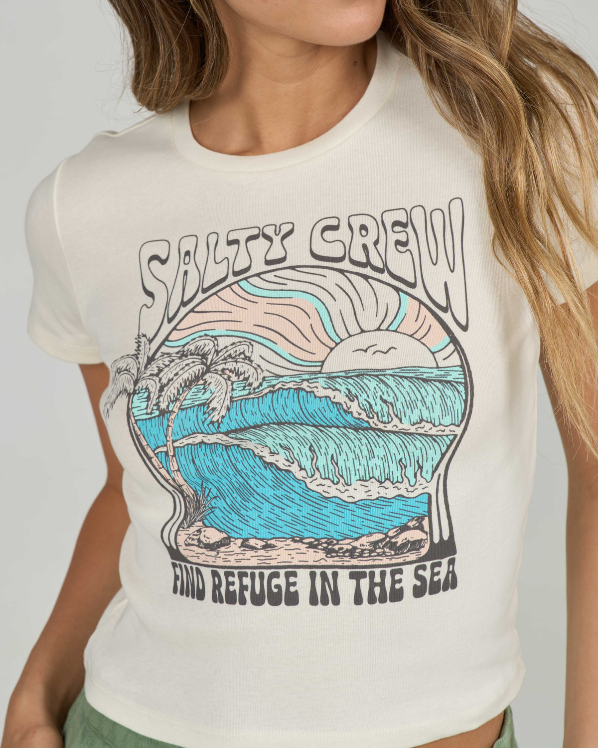 Salty Crew KEYHOLE BABY TEE - Off White