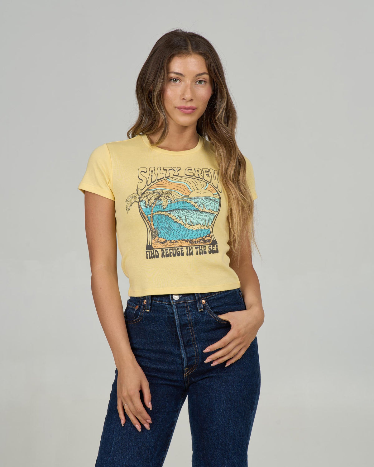 Salty Crew KEYHOLE BABY TEE - Sunshine