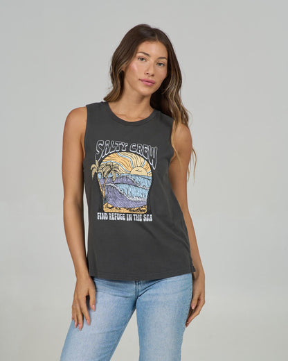 Salty Crew KEYHOLE MUSCLE TANK - Charcoal