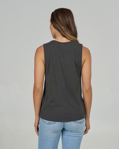 Salty Crew KEYHOLE MUSCLE TANK - Charcoal