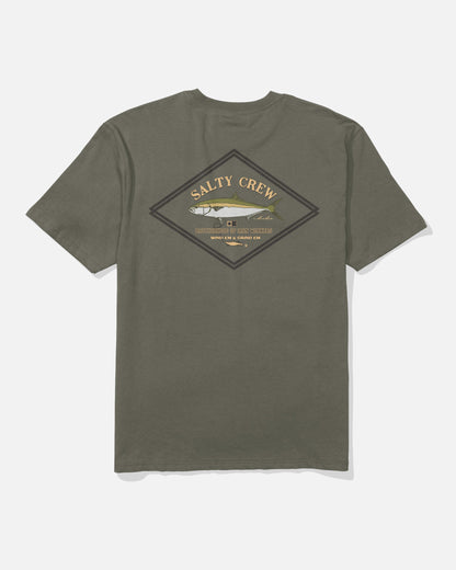 Salty Crew DECKHAND YELLOWTAIL SS TEE - Washed Dusty Olive